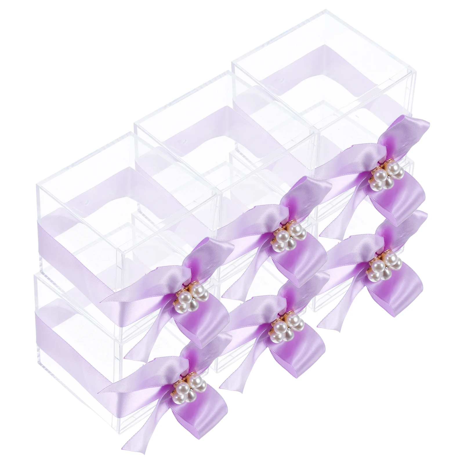 

6pcs Wedding European Style Wedding Favor Box Box Clear Plastic Bow Decoration DIY Party Favor Boxes European Style Square Cube