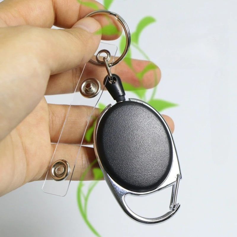 Retractable Keychain Type Badge Reel for Pass Work Card Holder ID Tag Clip Anti-lost Working Permit Clip Badge Card Reels Clips