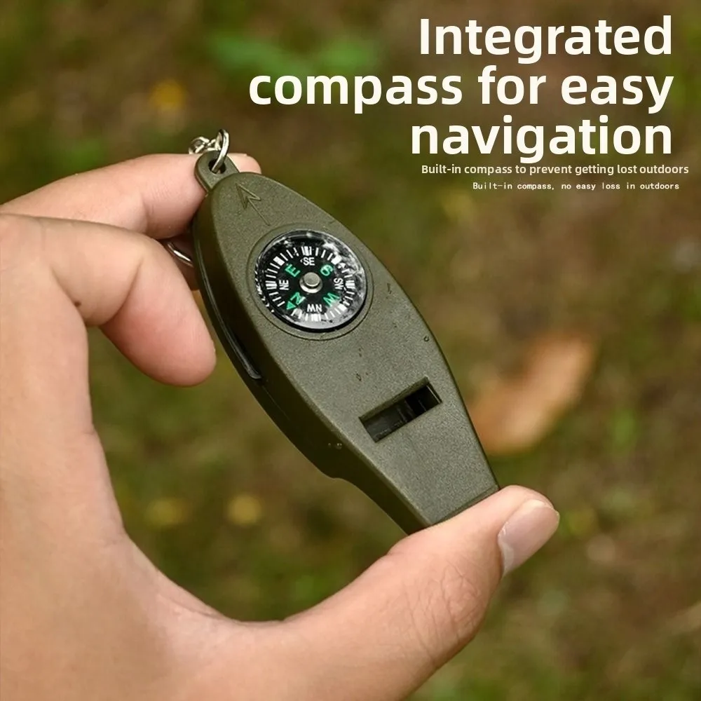 4in1 Outdoor Survival Whistle ABS Material with Compass Emergency Safety Tool Loud Sound Portable