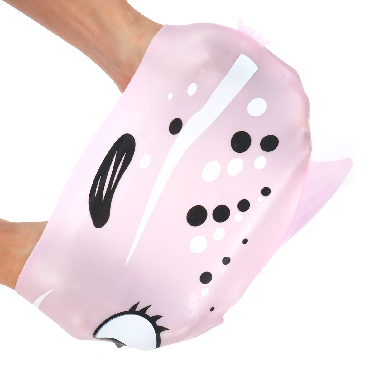 قبعة سباحة وردية للأطفال على شكل سمكة من السيليكون قبعة سباحة للأطفال خفيفة الوزن ومرنة ومتينة ومريحة للاستخدام للسباحة