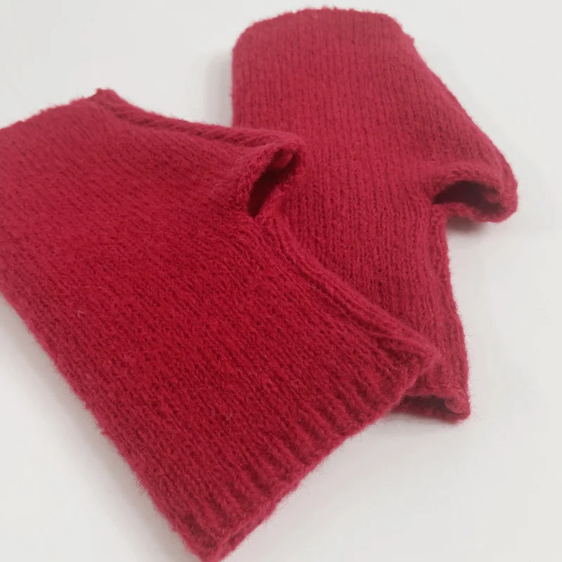 Warm Half Finger Knitted Gloves Autumn Winter Fingerless Deer Cashmere Gloves Women Mittens with Thumb Hole Short Gloves