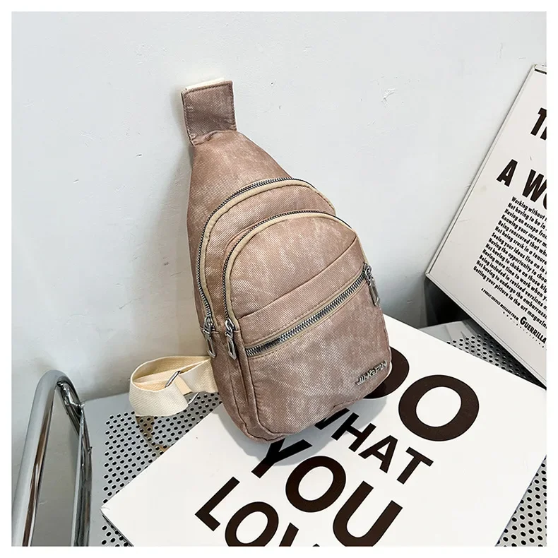 Koreanische Version Vielseitige Weiche Leder-Brusttasche für Herren Große Kapazität Reise-Umhängetasche für Damen Rucksack – Detail 13