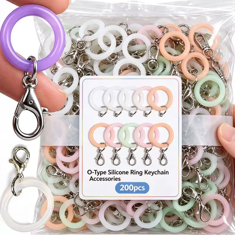 O-Shaped Silicone Keyring Flexible Rubber O Rings Keychain Connectors Bag Charm Making Small DIY Jewelry Accessories