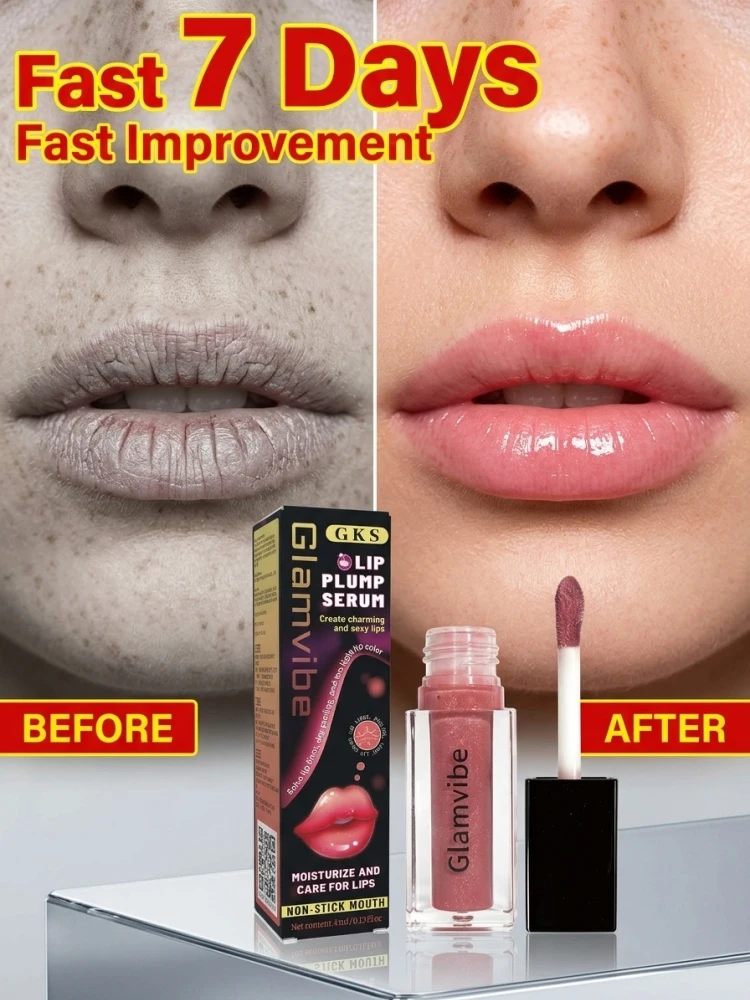Hydrating Lip Plumping Serum Essence, Soften Rough Lip Skin, Deliver Calming Comfort Sensation, Create Appealing Full‑Bodied Lip Outlook, Smooth Light Liquid Formula for Women Daily Lip Cosmetic Care