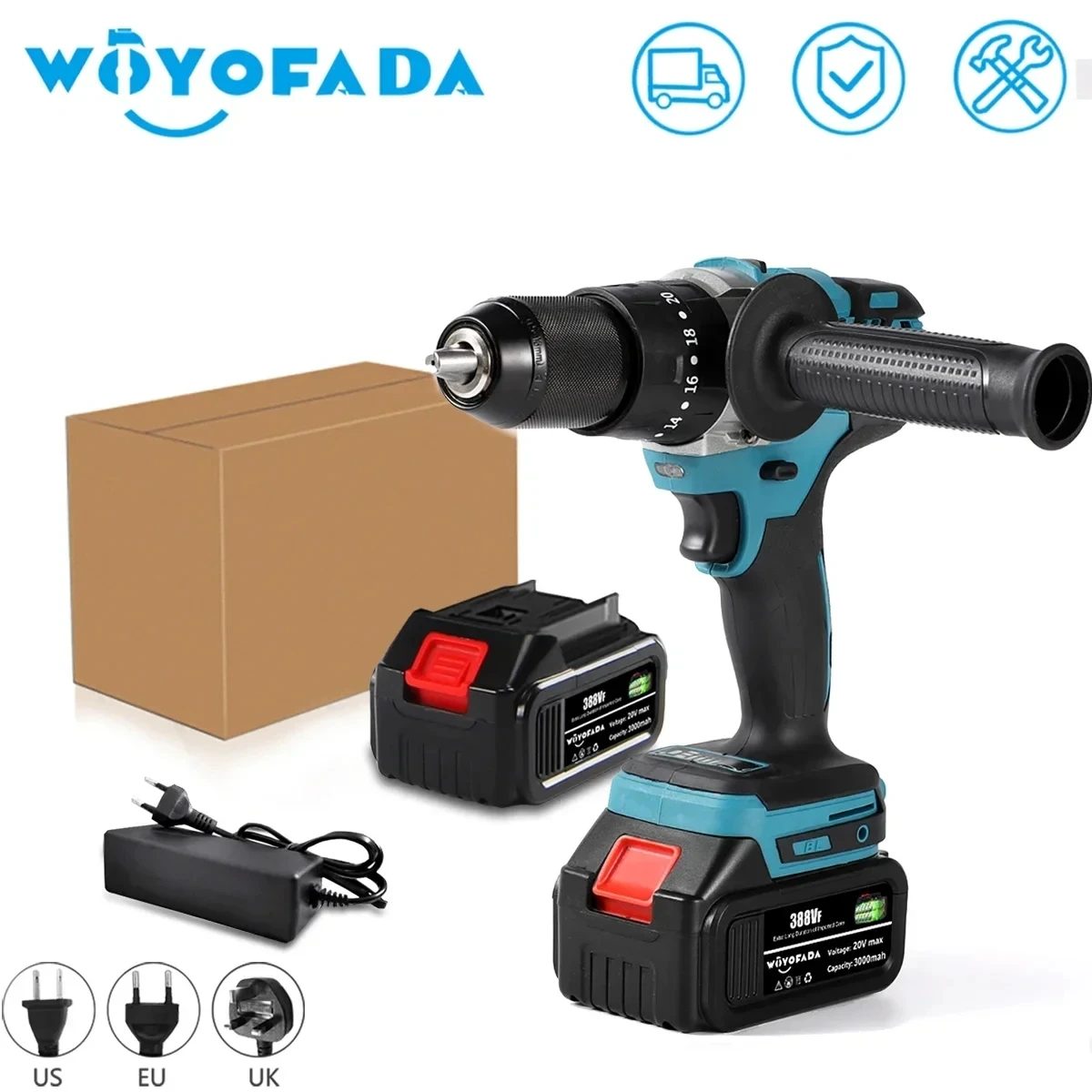 13mm Cordless Electric Impact Drill 13mm Brushless Electric Screwdriver Wireless Power Driver For Makita 18V Battery