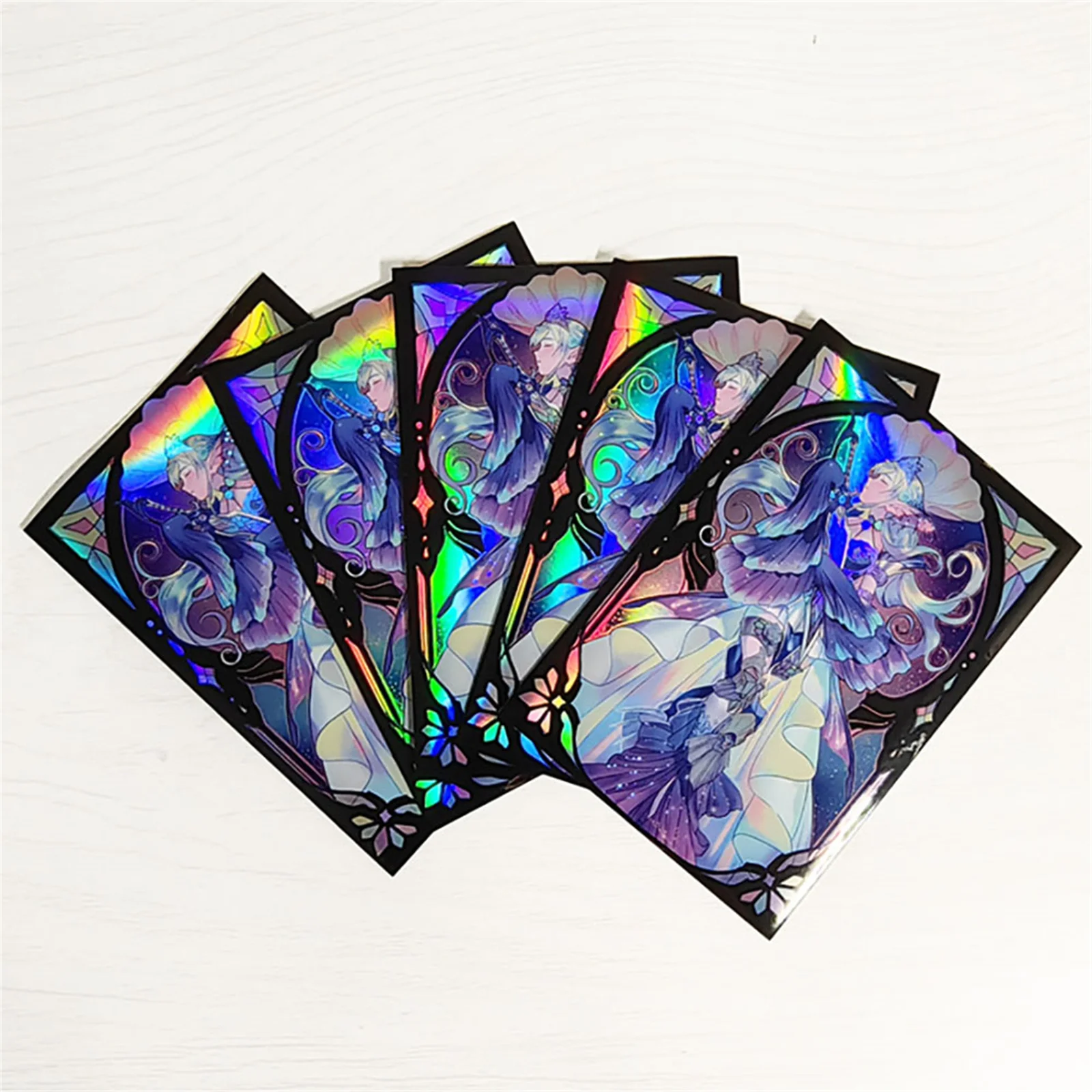 63×90mm 50 PCS Holographic Flashing Anime Card Sleeves for YGO/TCG Top Loading Board Game Card Protector