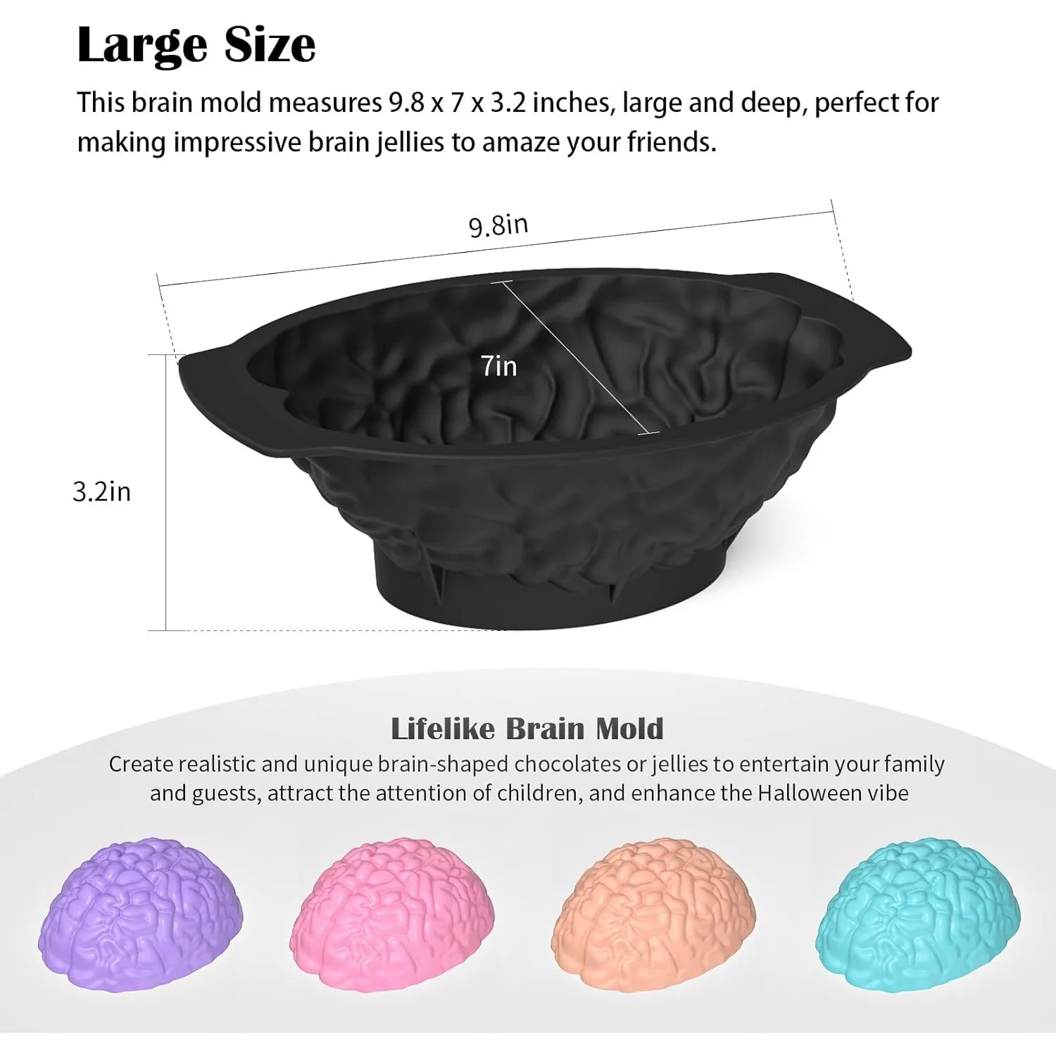 Silicone Brain Mold - Realistic Human Brain Cake Mold Halloween