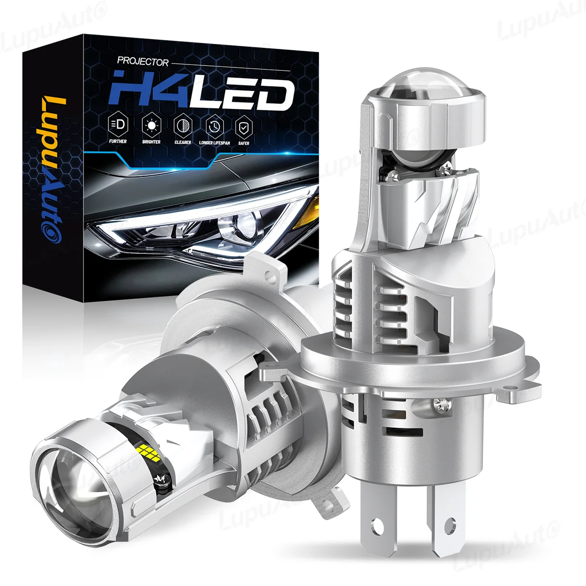 

2PCS Bi LED Car Headlight Bubs Projector Lens LHD Lenses Fanless High and Low Beam HB2 H4 9003 LED Headlight Bulb Turbo Lamps