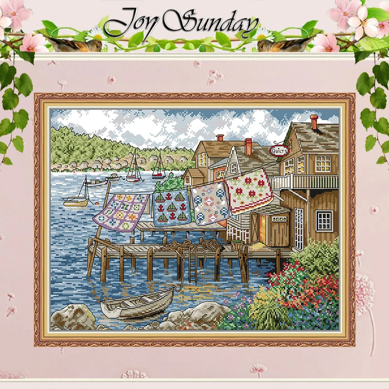 

Seaside Life Patterns Counted Cross Stitch Set DIY 11CT 14CT 16CT Stamped DMC Cross-stitch Kit Embroidery Needlework Home Decor