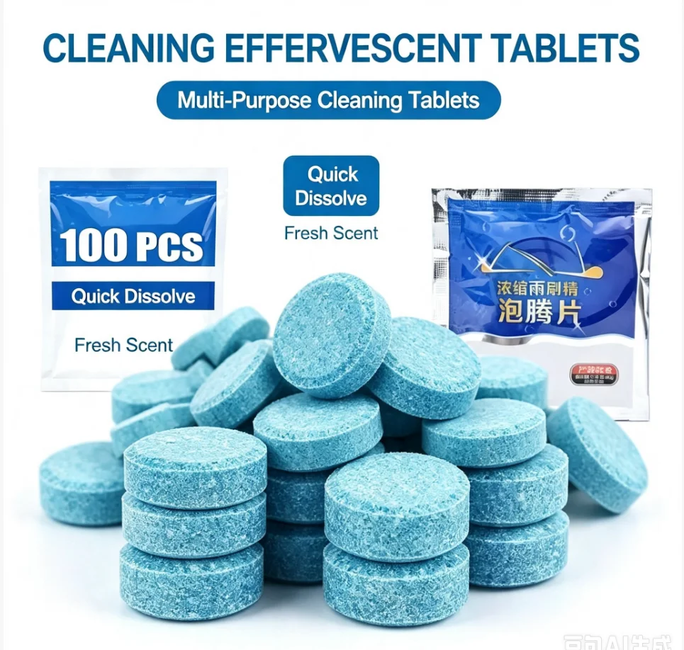 Car Windshield Washer Fluid Concentrated Tablets Solid Effervescent Wiper Tablet for Car Room Kitchen Window Glass Cleaning