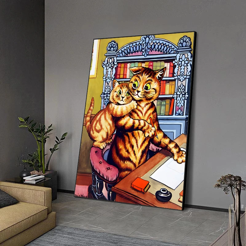 Louis Wain Illustration Exhibition Poster Anthropomorphic Cat Art Prints Canvas Painting Cat Wall Art Pictures Home Room Deco view 4