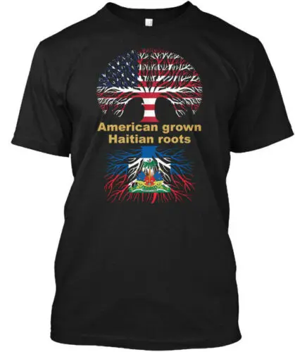 Haitian-american - American Grown Haitian Roots T-Shirt Made in USA S to 5XL