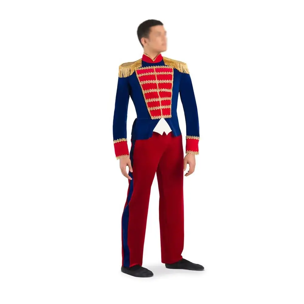 Custom Made The Nutcracker Man Ballet Jacket And Trousers/Balet Royal Blue Red Color Dancing Coat And Pants