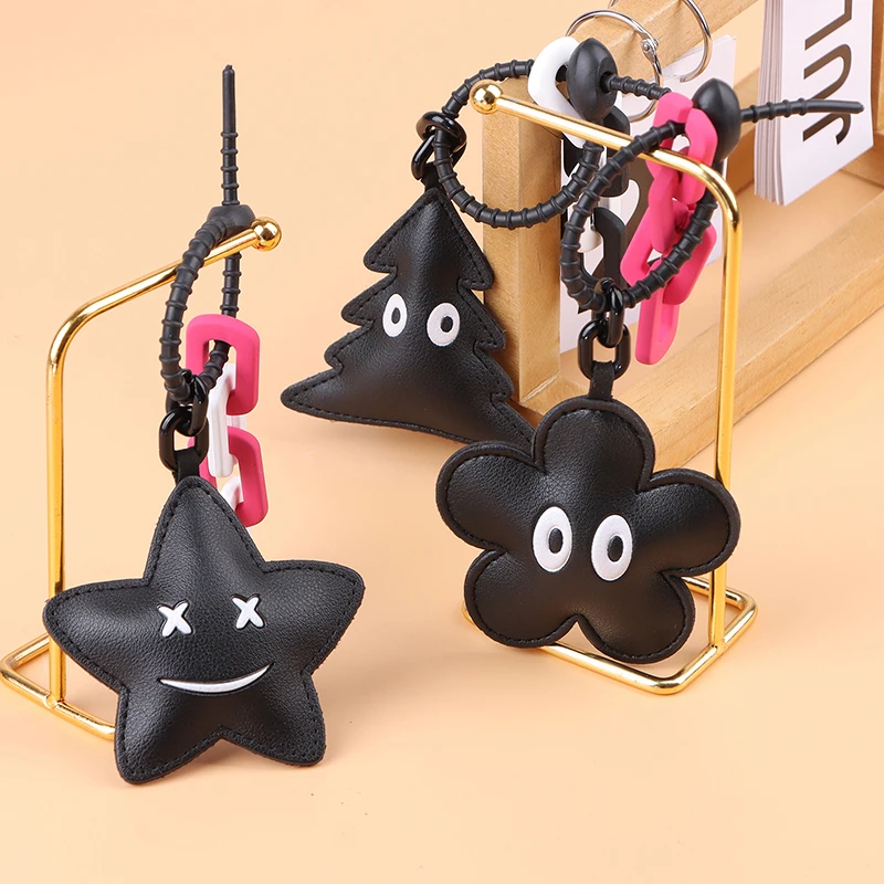 Ins Keychain Leather Handmade Small Flowers Eyes Bag Charm Backpack Hanging Decor Bags Pendant Accessories