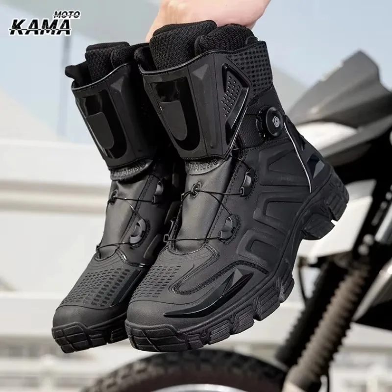 Men's Motorcycle Boots Outdoor Waterproof TPU Protective Moto Shoes Anti-slip Biker Motocross Riding Boot Botas De Motocicleta