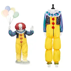 Anime Stephen Kin Pennywise Cosplay Costume Clow Yellowe Joker Evil Horror Terror Halloween Coat Outwear Fancy Suit 3PCS