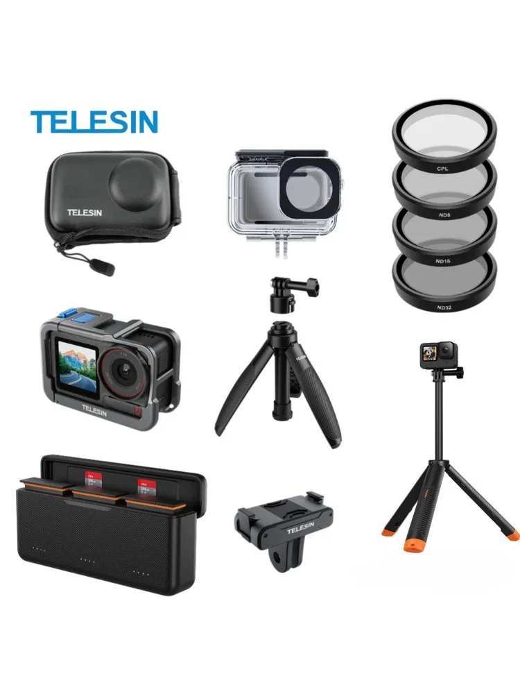 TELESIN Zestaw Akcesoriów do DJI OSMO Action 5 Pro 4 3: Statyw Selfie Stick, Ramka Ochronna, Etui i Filtry CPL ND 8 32 64 — zdjęcie produktu 7