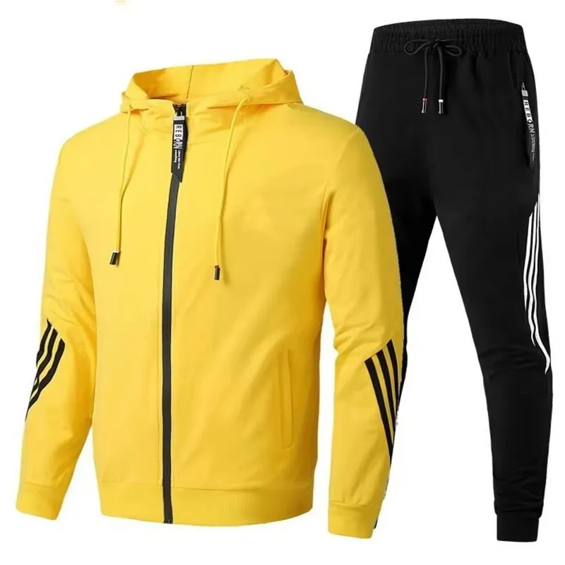 Conjunto esportivo masculino e feminino com zíper, capuz e calças de corrida, moda casual, novo, outono e inverno, 2024