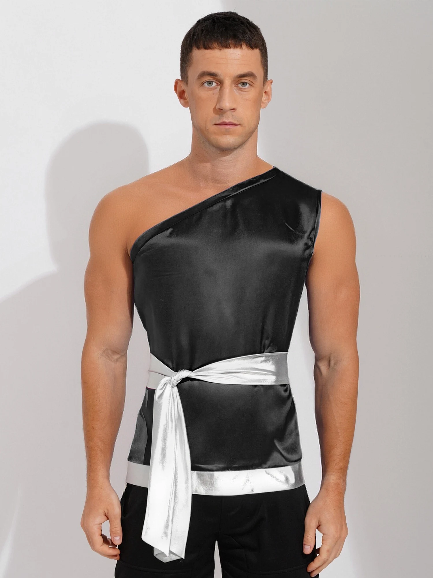 Mens Praise Worship Dance Top Metallic Liturgical Dance Costume Celebration of Spirit Tunic Shirt Tank Top Lyrical Dancewear