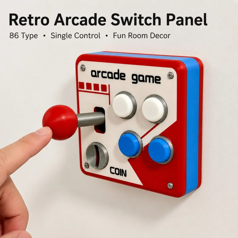 86 Type Retro Arcade Joystick Wall Switch Creative Decorative Single Control Light Switch Panel for Room Decor