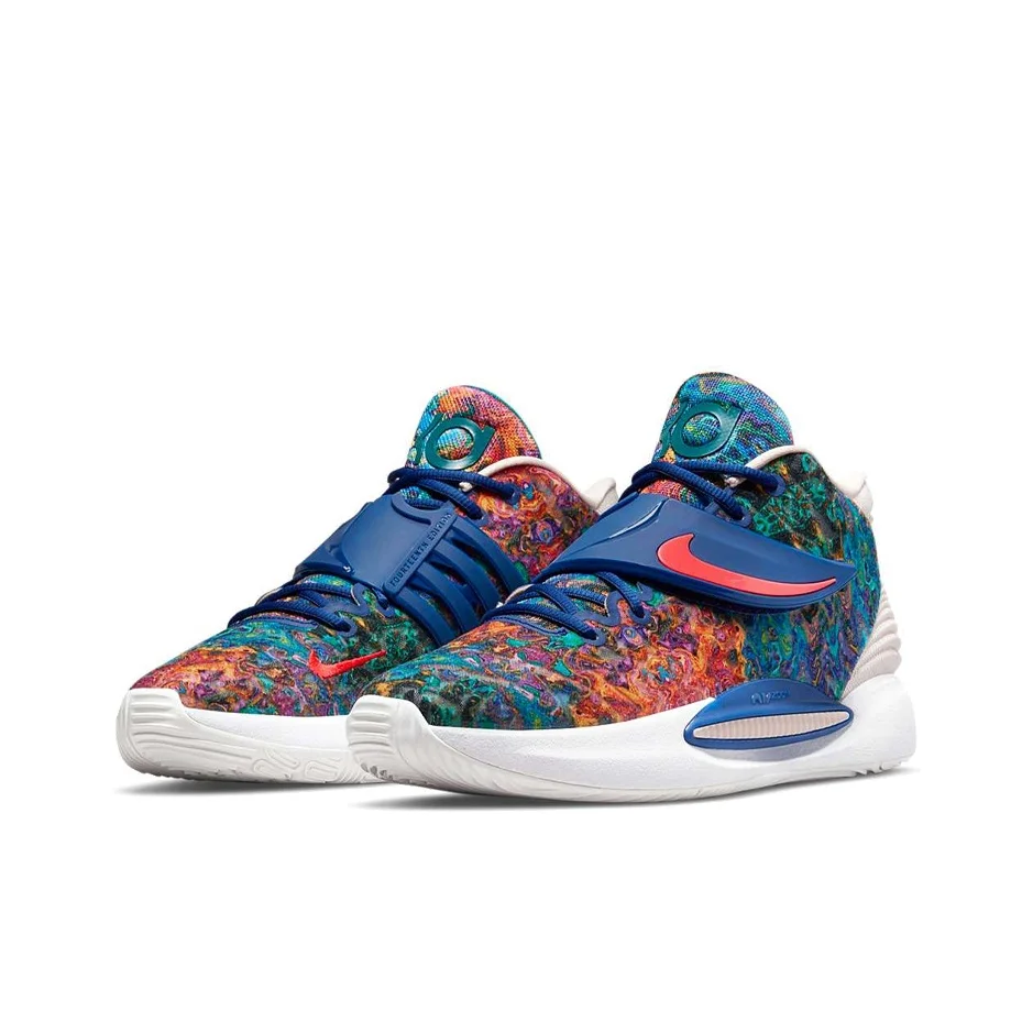Nike KD 14 Basketball Shoes Unisex Low Top Blue/Pink/Multicolor CZ0170-400 view 4