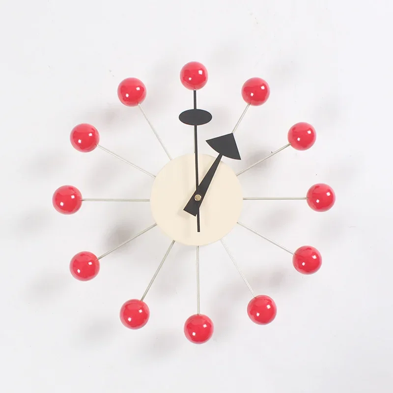 Fashion clock background wall Famous designer wall clock simple red ball clock children's room candy wall clock