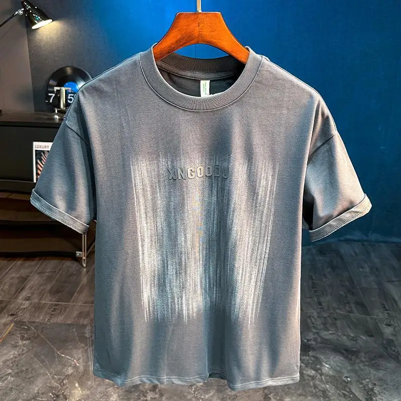 

2025 new American retro high street printed men's short sleeved T-shirt for summer niche trend versatile clothing