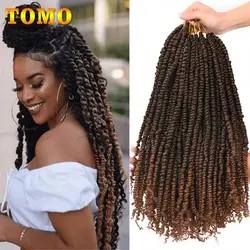 TOMO Passion-Tresses synthétiques pré-bouclées au crochet, extensions de cheveux, tressage ombré, noir et brun, 12 po, 18 po, 24 po