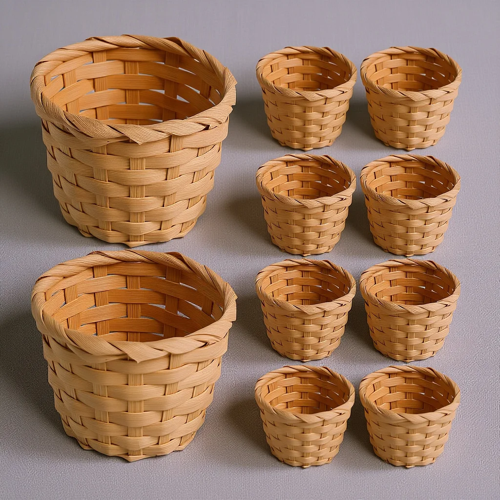 

Woven Artificial Flower Basket 10 Pcs Handmade Bamboo Storage Container Mini Fruit Holder Home Decor Organizer