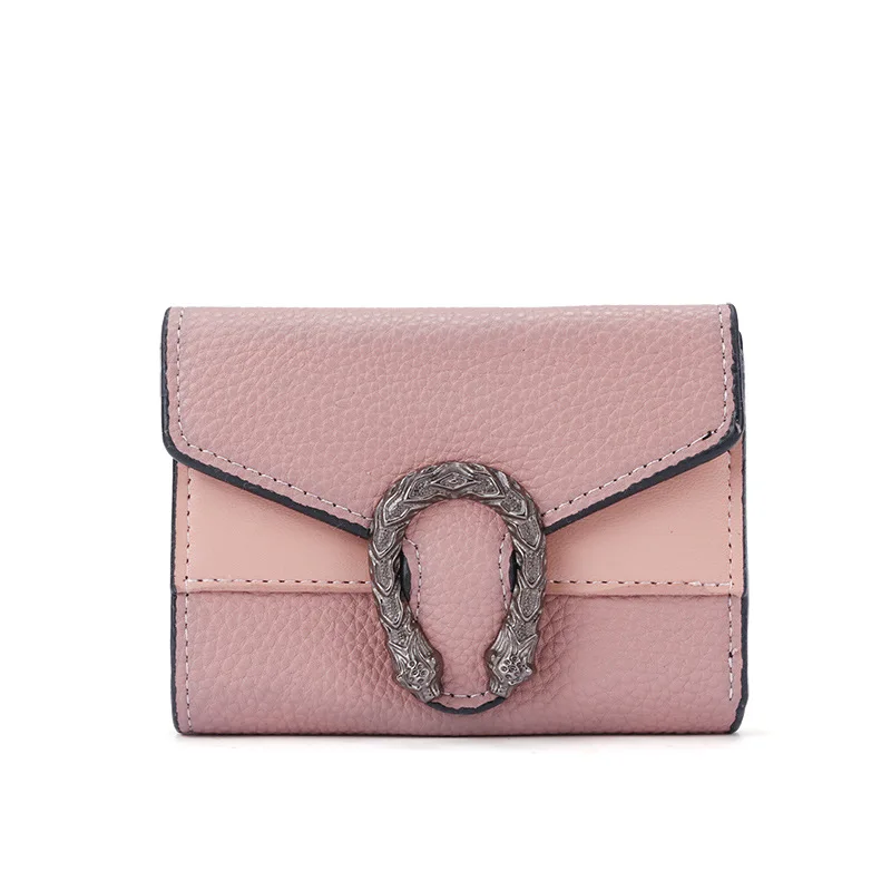 نمط جديد المرأة المحفظة حقيبة جلدية قصيرة خياطة صغيرة ثلاثة أضعاف حقيبة يد متعددة الوظائف متعددة فتحة للبطاقات حامل بطاقة