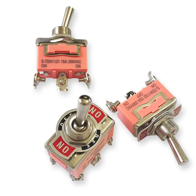 2PCS E-TEN Orange 12mm Schraube Fuß Typ Kippschalter E-TEN1021/1121/1122/1221/1321/1322 15A 250VAC 2/3/6Pin Kipphebel Schalter – Detail 3