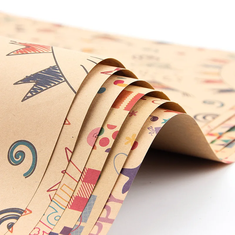 2Pcs/Set 50cm*70cm Kraft Wrapper Paper Valentine\'s Day Birthday Gift Packaging Holiday Gift Wrapping Paper DIY Set