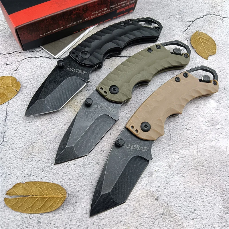 KS 8750 Mini Multicolor Folding Hunting Knife Tanto Flat Blade 8Cr13Mov Blade Outdoors Tactical Survival Knife with Pocket Clip