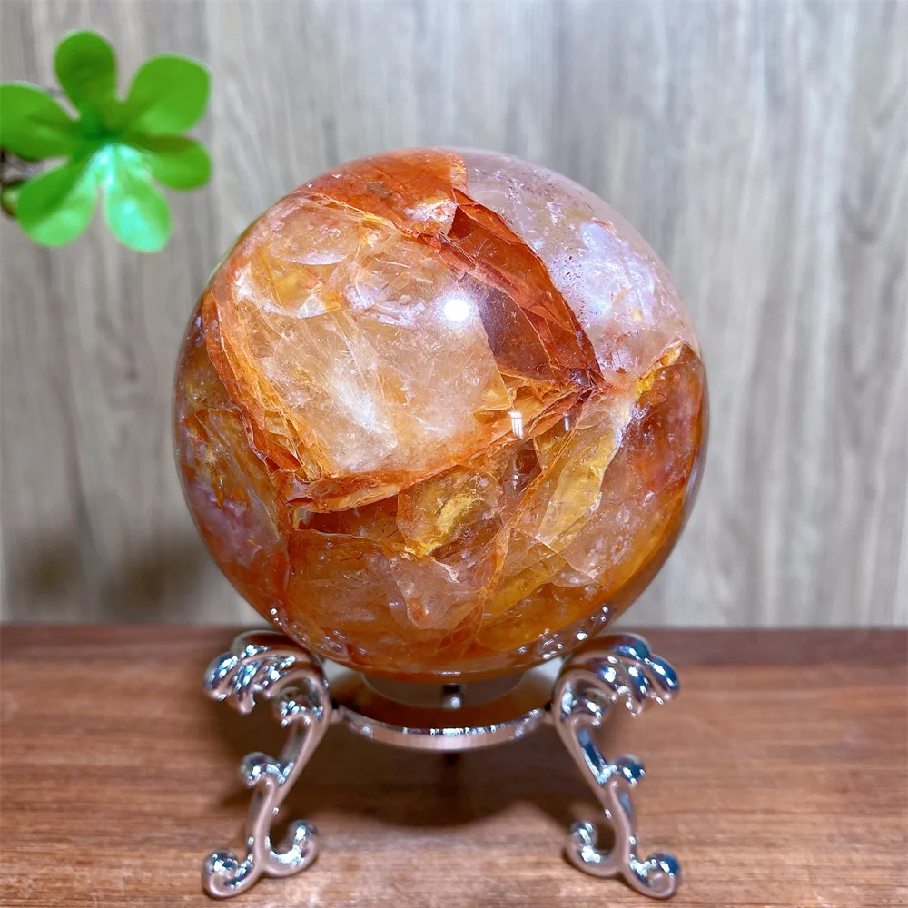 

Натуральный Огненный Кварц Сфера Кристалл Кварцевый Камень Украшения Дома Минералы Рейки Любовь Ремесло Подарки Энергия Исцеление Духовный + Подставка
