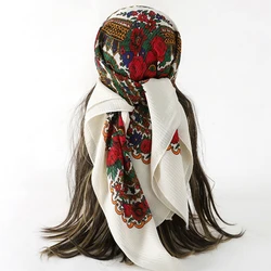 70X70CM High-Quality Square Fashion Scarf Women Floral Cotton Bandanas Lady Scarves HIjab Headband Accessories Handkerchief Hair