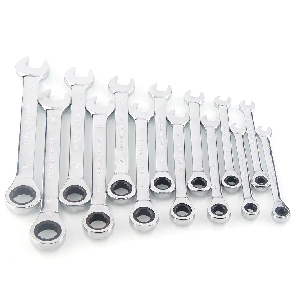 8-19mm Ratchet Combination Wrenches Set Hand Tools Torque Wrench Spanner for Repair