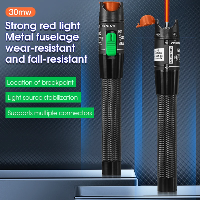 VFL 50MW/30MW/20MW/10MW Visual Fault Locator,Fiber Optic Cable Tester 5-50KM Range,Red Laser Light Pen