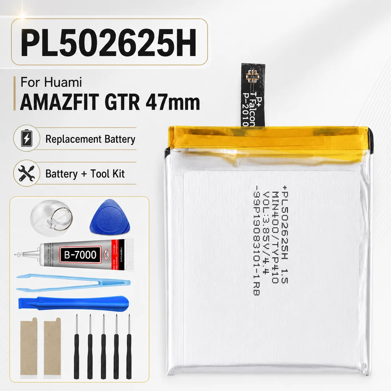 410mAh PL502625H Watch Battery For Huami Amazfit GTR 47mm Smart Sports Watch Replacement Li-ion Cell With Free Repair Tools