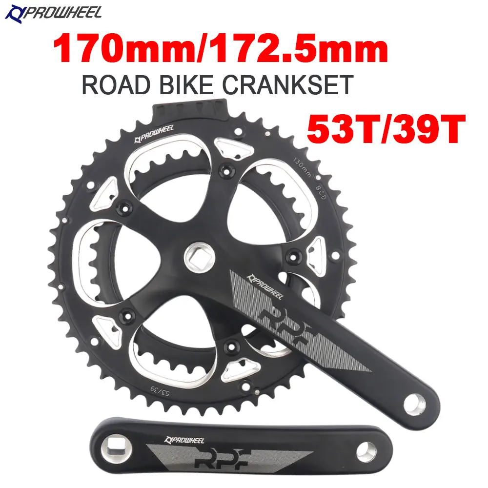 

Prowheel Road Bike Crankset 53/39T Square Hole Bicyle Sprocket 170 172.5mm Speed Bike Crank