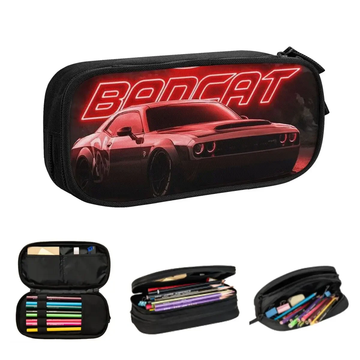 

SRT Hellcat Demon Dodge Challenger Car Racing Pencil Cases for Students Pen Box Pencil Bag Large Storage Pencil Pouch Pen Holder