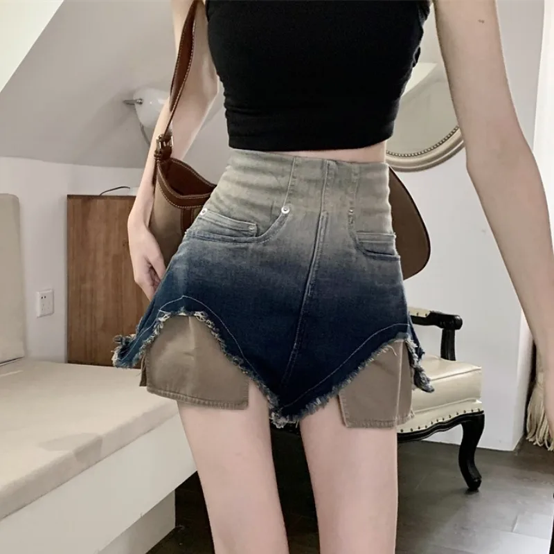 High-Waisted Denim Shorts Women Loose Versatile 2025 Spring And Summer New Thin Wide-Leg Hot Girl Slim A-Line Casual Niche Pants