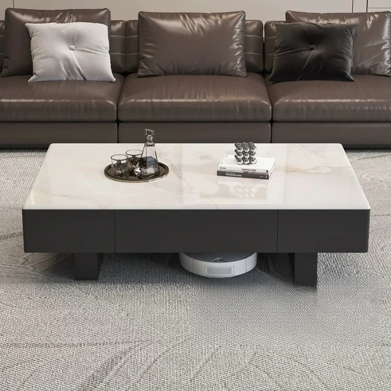 Italian Luxury Coffee Tables Storage Black Modern Hotel Coffee Tables Crystal Center Mesa Centro Space Saving Furniture
