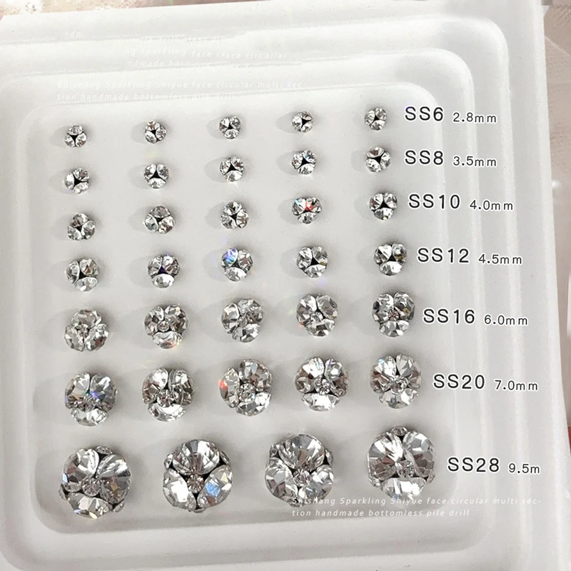 10-20PCS Sparkle Clear White Round Pile Diamonds Stacked Nake Gems Ball Nail Art Rhinestones Decorations Manicure Shiny Charms