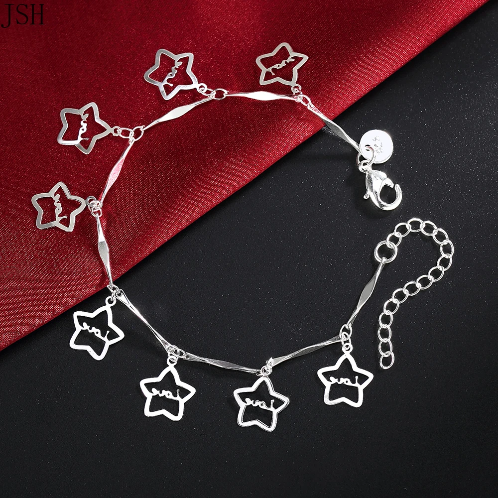 

Wholesale Silver Plated 925 exquisite Star gift chain bracelet fashion charm Anklet wedding Cute women lady party