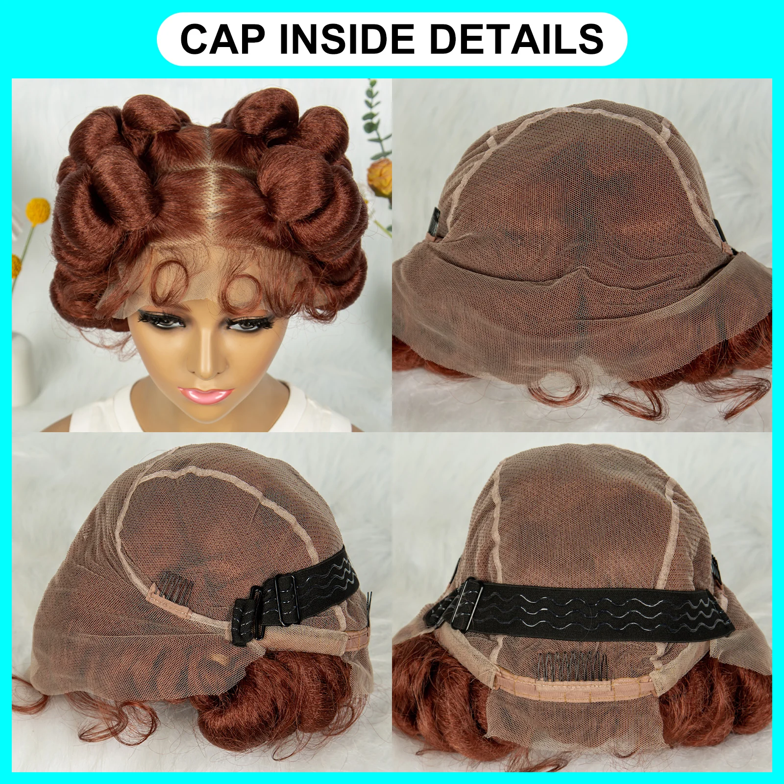 Bantu Synthetic Braided Wigs Full Lace Wig Knotless Box Braids Wigs For Black Women Handmade Afrian Braiding Hair Wigs