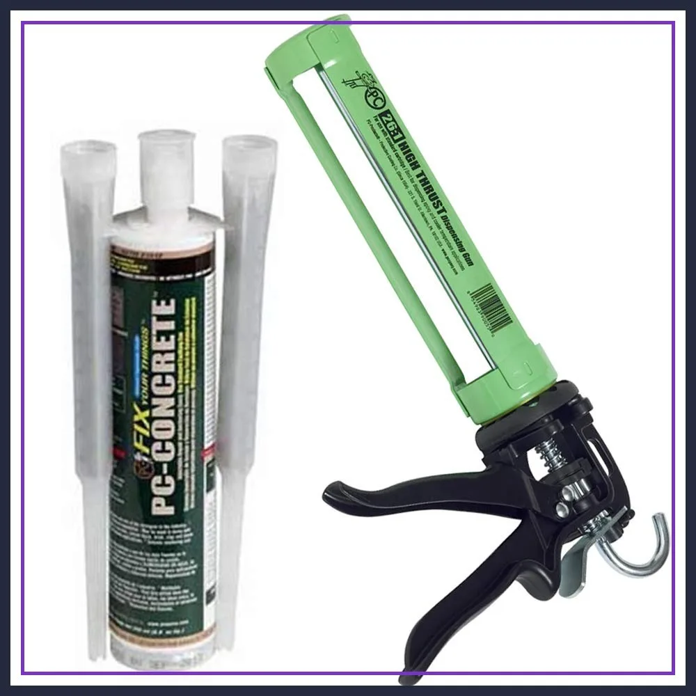 

PC Concrete Epoxy Adhesive Paste for Anchoring and Crack Repair, 8.6 oz Cartridge with 250ml Steel Dispensing Gun