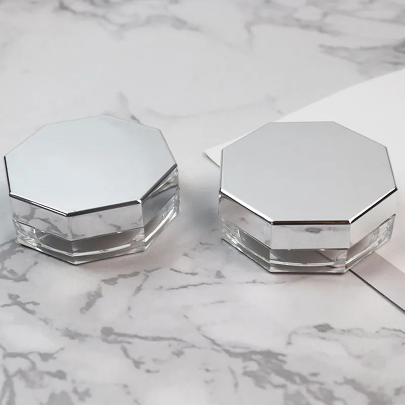 1pcs 10g Empty Loose Powder Box with Sifter Cosmetic Container Silver Plastic Makeup Jar Compact Portable Travel Refillable