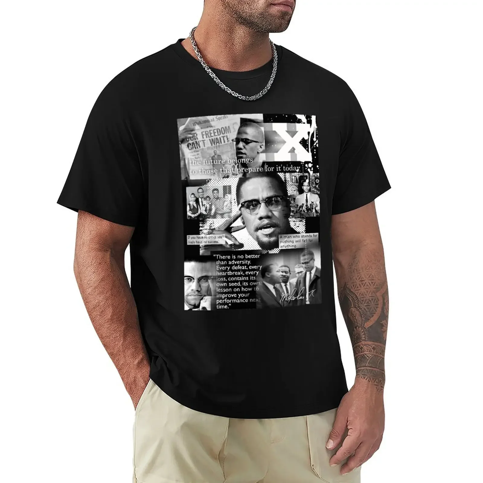 

malcom x T-Shirt blanks summer tops Men's t-shirt blanks tops Men's clothing