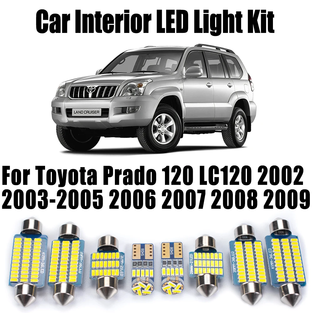 

17Pcs LED Interior Map Door Plate Light Car Ceiling Bulb Kit For Toyota Prado 120 LC120 2002 2003 2004 2005 2006 2007 2008 2009