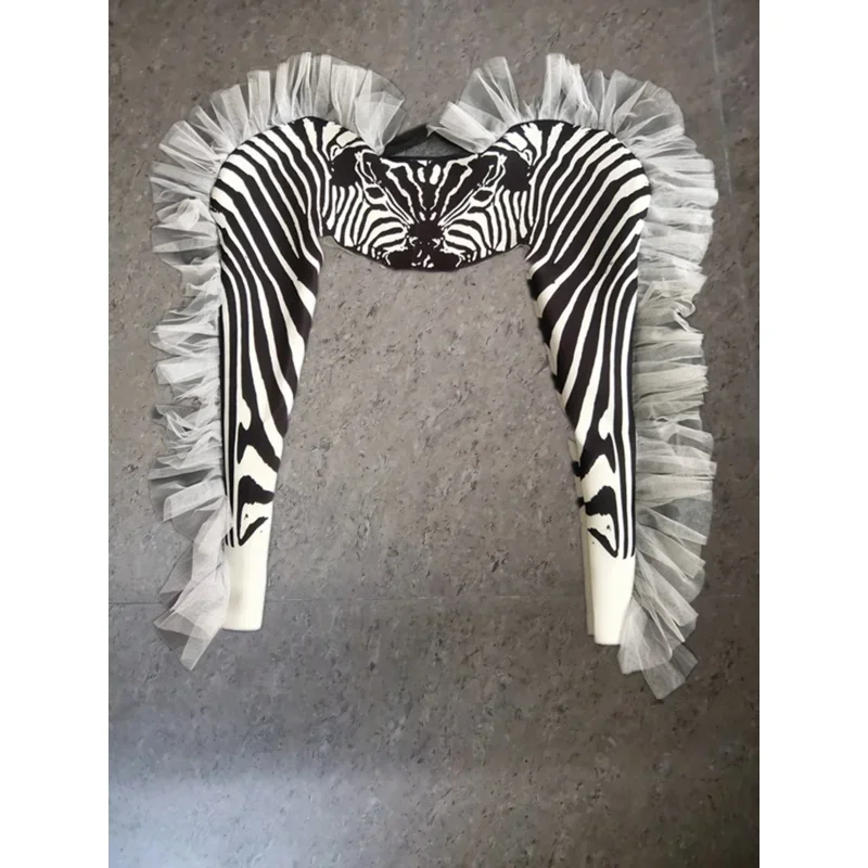 New Fashion Zebra Pattern Jumpsuit Women Singer Sexy Stage Outfit Bar DS Dance Cosplay Bodysuit Performance Show Costume E